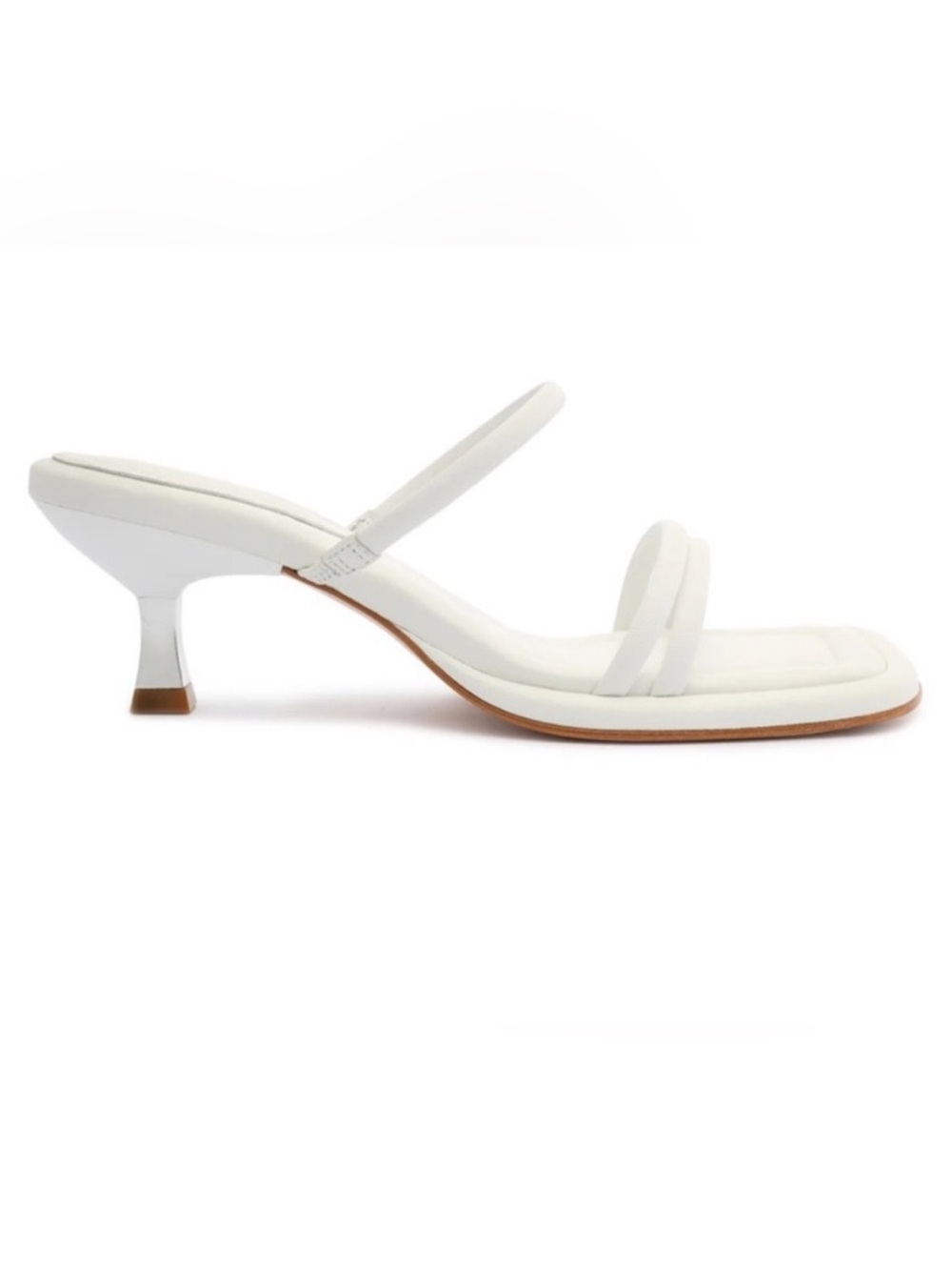 New SCHUTZ Agatha Mid White Strappy Square Toe Kitten Heel Size 8.5